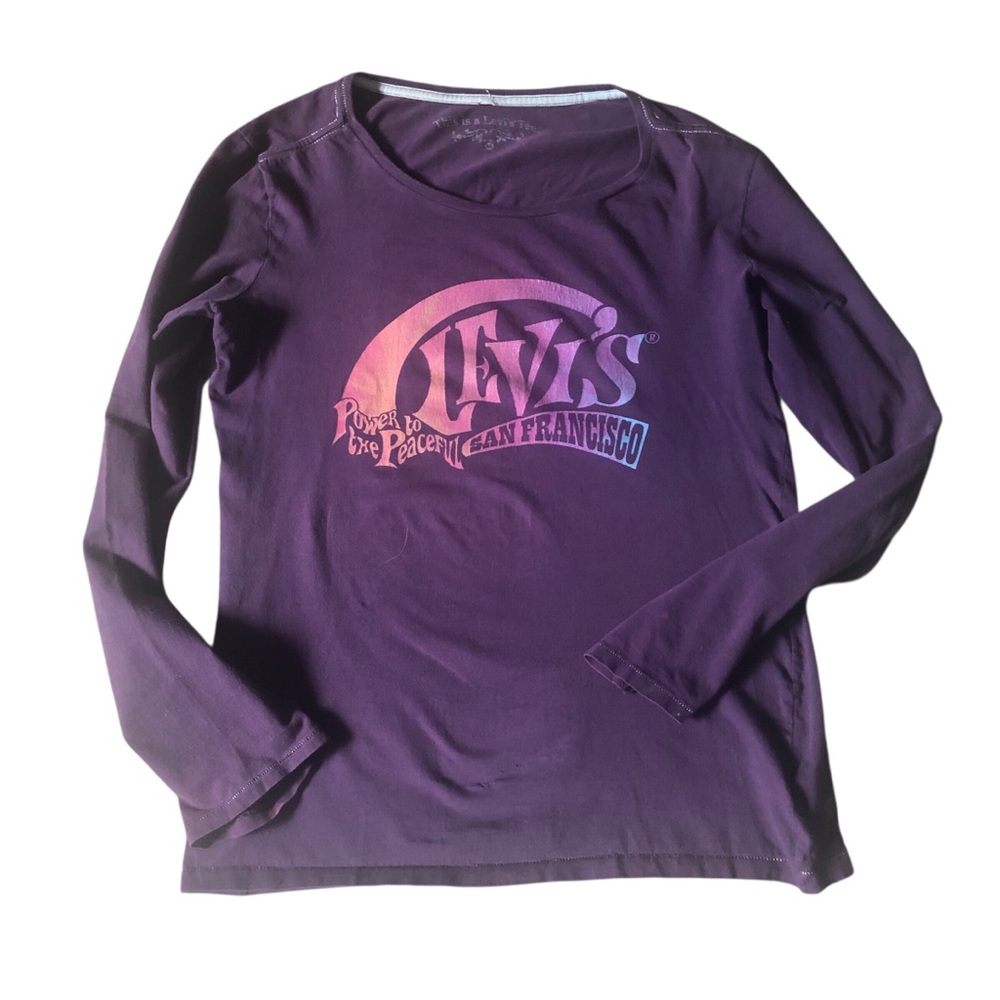 VTG Levi’s long sleeve scoop neck tee San Francisco Power To The Peaceful logo